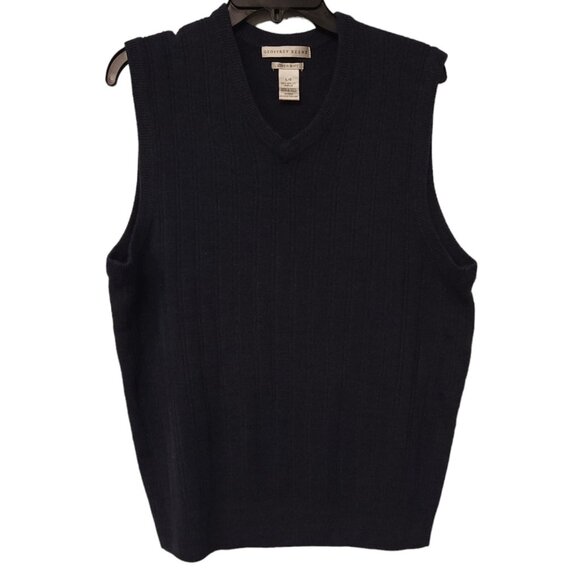 Geoffrey Beene Sweater Vest Pullover Acrylic Blue Heathered Mens Large - Picture 1 of 11